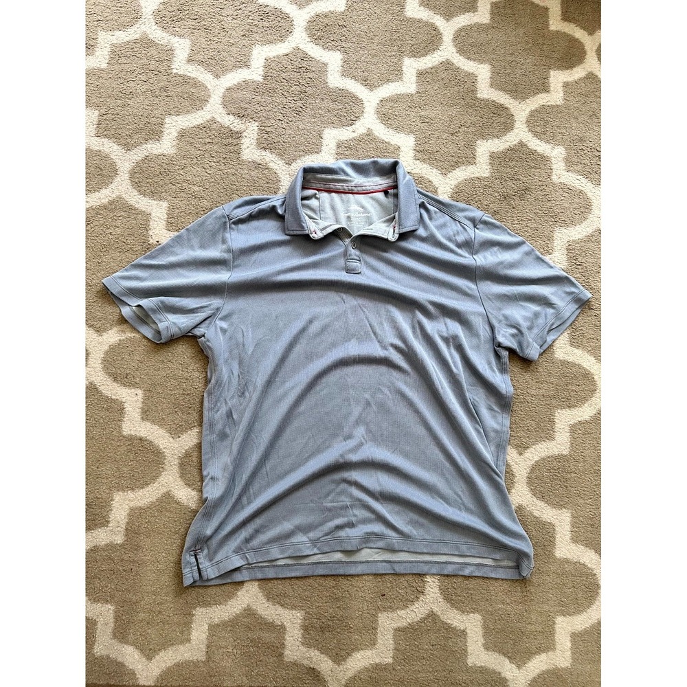 Tommy Bahama Polo Shirt Mens XL Gray Side Slit Short Sleeve Collared Golf Tennis